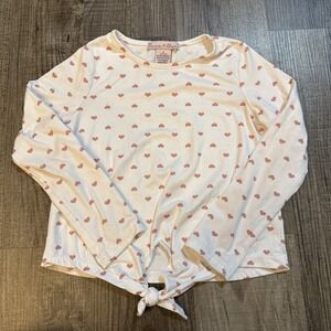 Emma and Elsa Girls Long Sleeve Shirt White with Hearts Soft Size 5